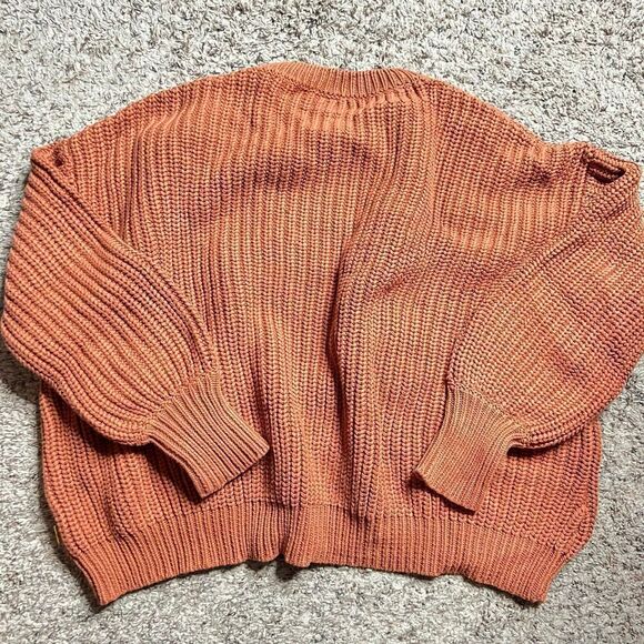 NWT Goumi Kids Clay Chunky Knit Sweater SZ S/M Mama Womens Organic Cotton Orange - Picture 3 of 3